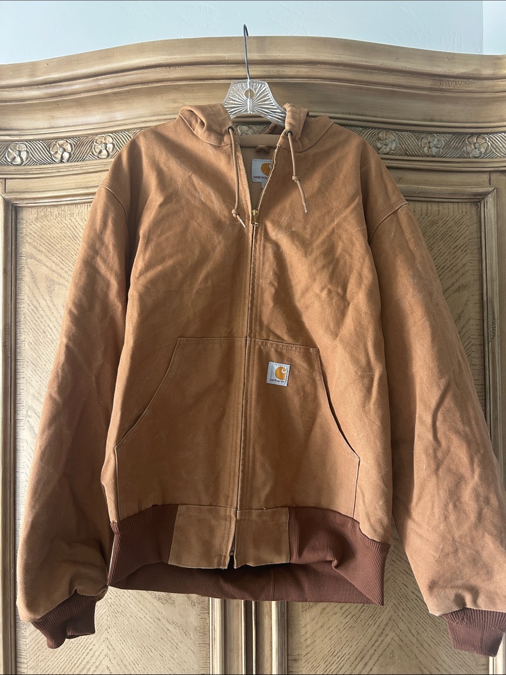 Carhartt Men's Brown Canvas Hooded Zip Jacket
